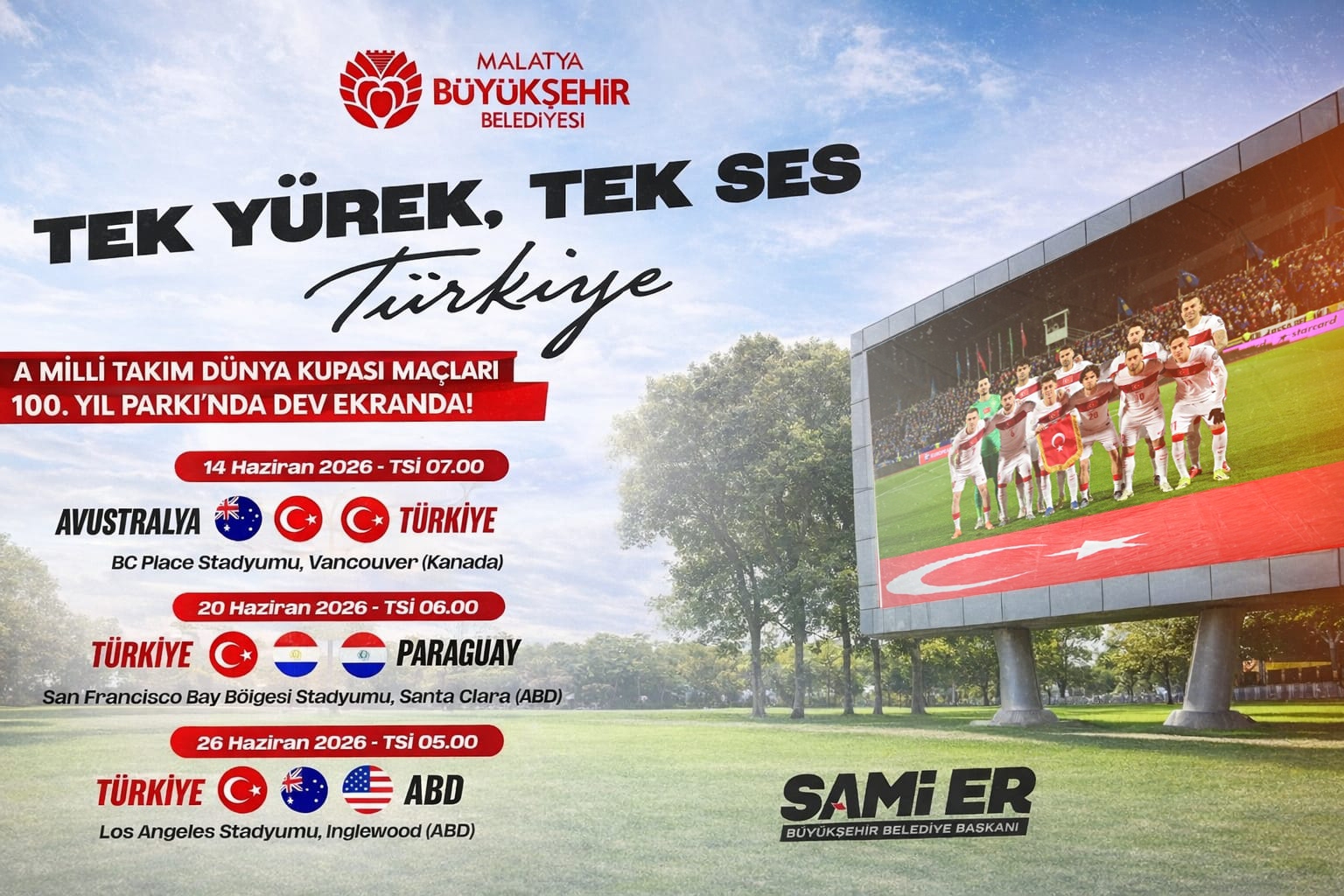 DÜNYA KUPASI MAÇLARI 100. YIL PARKI’NDA İZLENECEK